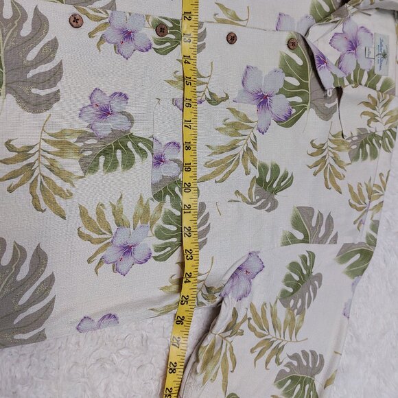Island Shores Hawaiian Shirt Mens 100% Washable Silk Green Purple Tropical XL - Picture 4 of 7